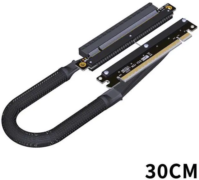 Alt view image 5 of 5 - JMT ADT-M33 PCIe4.0 x16 256Gbps GPU Extension Cable Dual Reverse Right Left Bend 30cm Compatible with Chassis A4 ITX RTX 4090 RX7900xt (M33JK-TR Right-Bent)