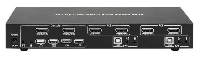 Alt view image 3 of 7 - TECHly IDATA DP-KVM2 Black KVM Switch - KVM Switches (4K Ultra HD, 3840 x 2160 Pixels, USB, USB, DisplayPort, USB Type-A) Keyboard Video Mouse (KVM) Switch Box