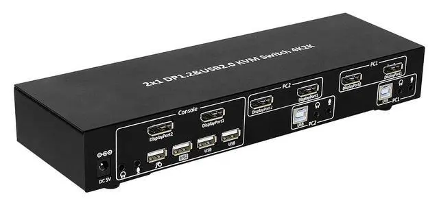 Alt view image 5 of 7 - TECHly IDATA DP-KVM2 Black KVM Switch - KVM Switches (4K Ultra HD, 3840 x 2160 Pixels, USB, USB, DisplayPort, USB Type-A) Keyboard Video Mouse (KVM) Switch Box