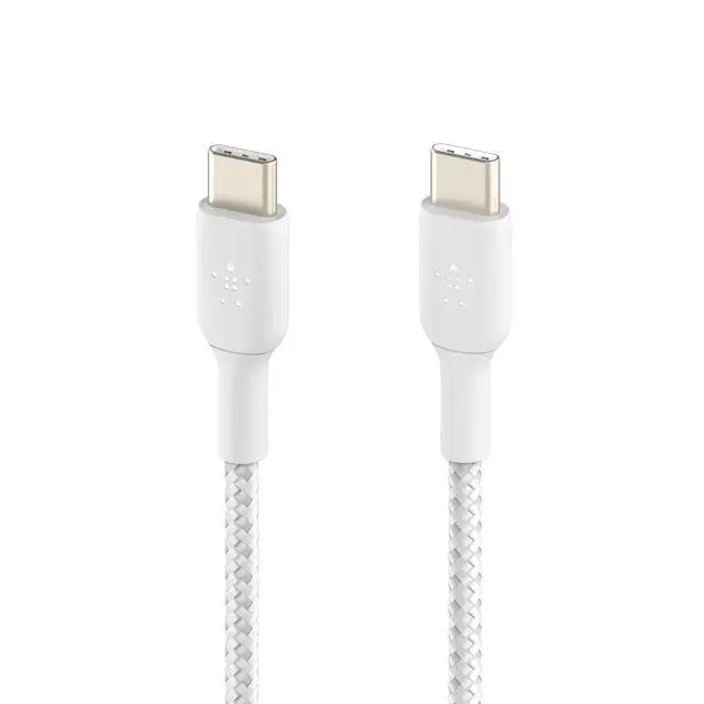 Alt view image 2 of 4 - Belkin BoostCharge (0.5ft) Braided USB-C to USB-C Cable for iPhone 16, iPhone 16 Pro, iPhone 16 Pro Max, iPhone 16 Plus, iPhone 15, Galaxy S24, S23, Note10, Pixel 9, Pixel 8, iPad Pro & More - White