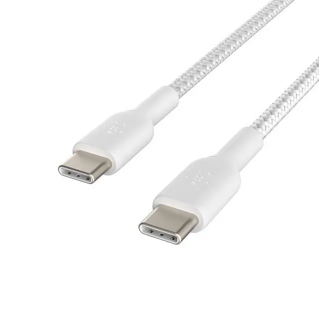 Alt view image 3 of 4 - Belkin BoostCharge (0.5ft) Braided USB-C to USB-C Cable for iPhone 16, iPhone 16 Pro, iPhone 16 Pro Max, iPhone 16 Plus, iPhone 15, Galaxy S24, S23, Note10, Pixel 9, Pixel 8, iPad Pro & More - White