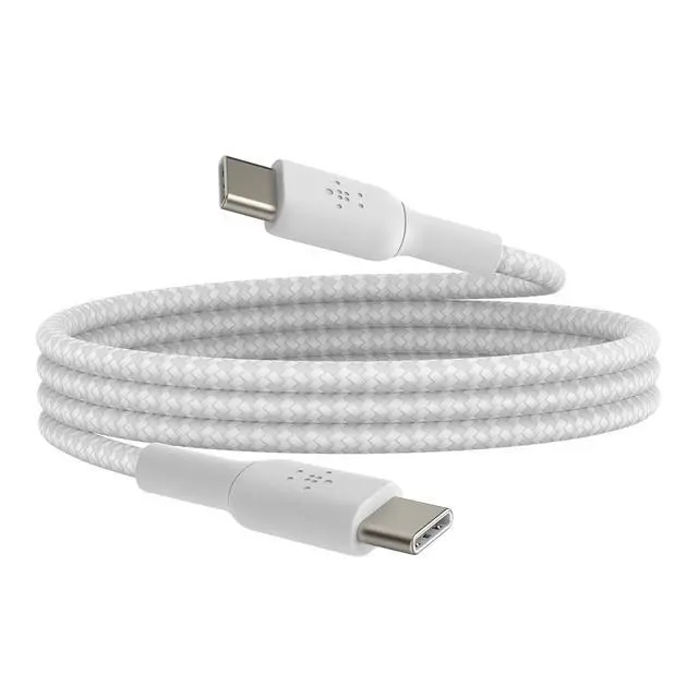 Alt view image 4 of 4 - Belkin BoostCharge (0.5ft) Braided USB-C to USB-C Cable for iPhone 16, iPhone 16 Pro, iPhone 16 Pro Max, iPhone 16 Plus, iPhone 15, Galaxy S24, S23, Note10, Pixel 9, Pixel 8, iPad Pro & More - White