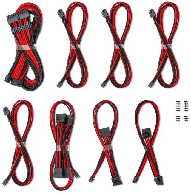 Alt view image 3 of 3 - CableMod C-Series Pro ModMesh Sleeved Cable Kit for Corsair Type 5 RMX Shift (Black + Red)