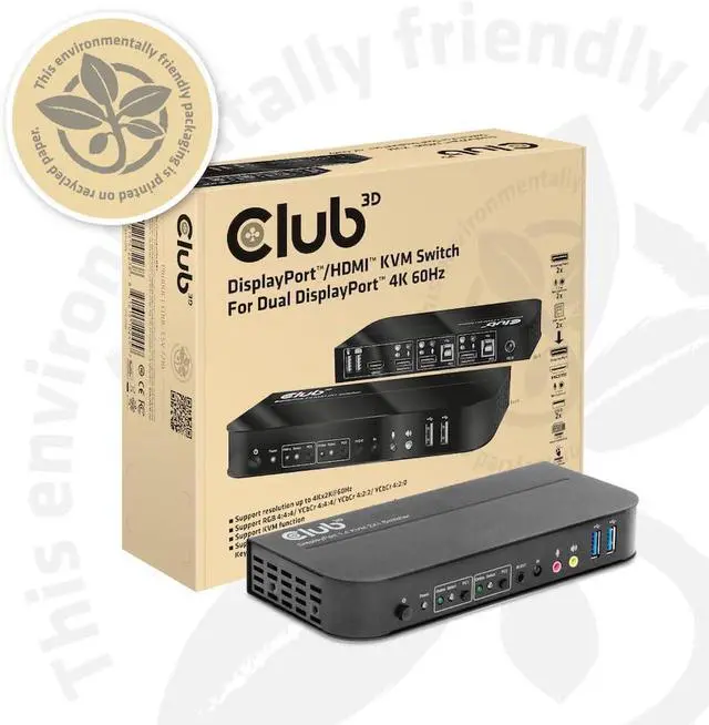 Alt view image 7 of 7 - Club3D CSV-7210 DisplayPort/HDMI KVM Switch to Dual DisplayPort 4K 60Hz
