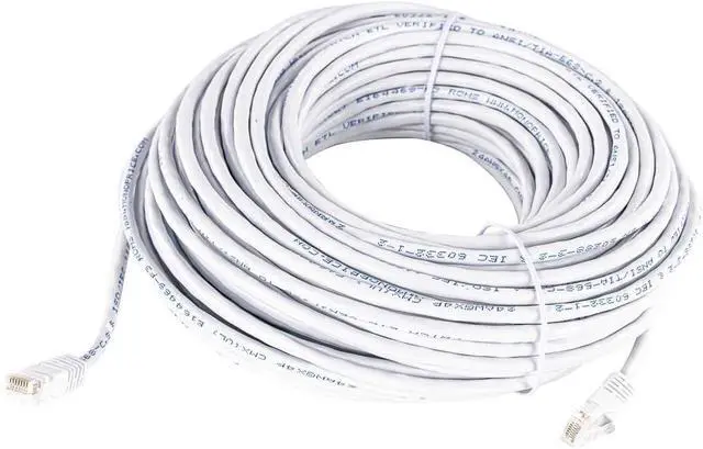 Alt view image 3 of 4 - Monoprice Cat5e 100ft White Patch Cable UTP 24AWG 350MHz Pure Bare Copper Snagless RJ45 Fullboot Series Ethernet Cable