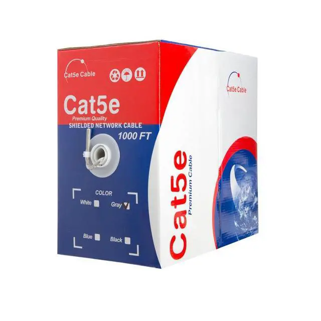 Alt view image 2 of 7 - SATMAXIMUM Cat5e FTP 1000ft Shielded Solid Cable Ethernet Network 24AWG Bulk Wire Grey