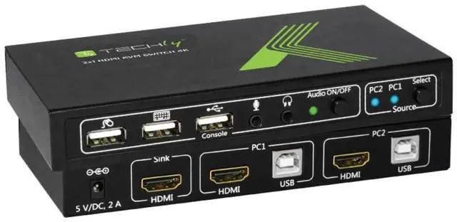 Main image of Techly 2x1 4Kx2K IDATA KVM-HDMI2U KVM Switch USB HDMI 4K 2 Way Black