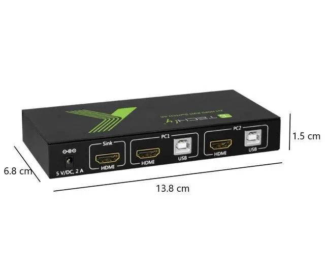 Alt view image 3 of 3 - Techly 2x1 4Kx2K IDATA KVM-HDMI2U KVM Switch USB HDMI 4K 2 Way Black
