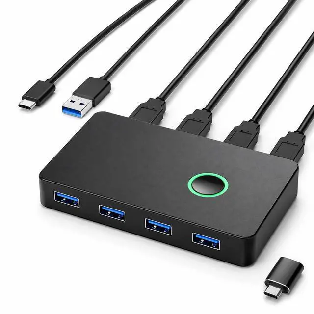 Main image of USB 3.0 Switch 2 in 4 Out, USB Switcher 2 Computers Share 4 USB for PC Mouse Keyboard Printer Scanner, USB KVM Switch Selector Compatible with Windows, Mac, Linux eokCXOY