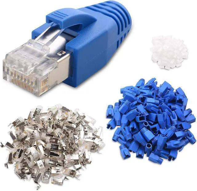 Alt view image 2 of 7 - Cable Matters 50-Pack RJ45 Shielded Modular Plugs with Strain Relief Boots & 110 Punch Down Tool with 110 Blade