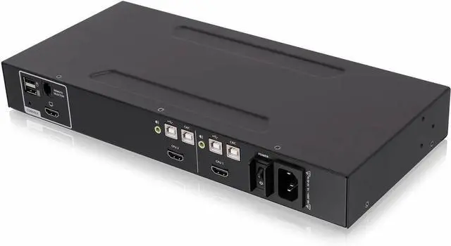 Alt view image 2 of 2 - IOGEAR HDMI Single View Secure KVM - 2 Computer(s) - 1 Local User(s) - 3840 x 2160 - 7 x USB - 3 HDMI - Desktop, Rack-mountable - TAA Compliant