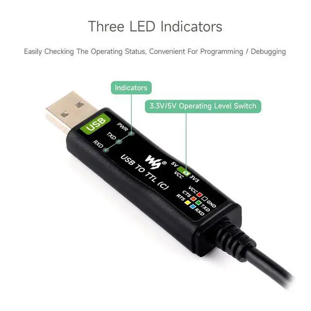 Alt view image 6 of 7 - waveshare 3PCS Industrial USB to TTL (C) 6pin Serial Cable, Original FT232RNL Chip, Multi Protection Circuits, Multi Systems Support, with Hardware Flow Control