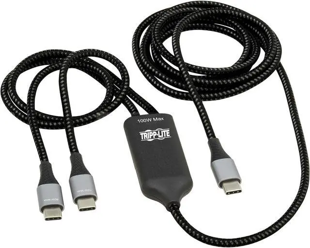 Alt view image 7 of 7 - Tripp Lite Dual USB-C Multi-Charging Cable/Splitter, 6 Foot / 1.8 Meter Length, 100W PD Charging, 480 Mbps Data Transfer, Male-to-2x Male, 3-Year Warranty (U420P-2X6-100W)