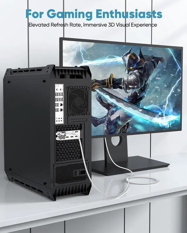 Alt view image 7 of 7 - 8K White DisplayPort Cable 20FT, Display Port 1.4 Cable DP Cord (8K@60Hz, 5K@60Hz, 4K@144Hz, 2K@240Hz, HDR) for Gaming Monitor PC, Laptop, Graphics Card