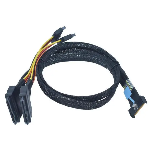Alt view image 6 of 7 - PCIe 4.0 MCIO x8 to 2 x SFF-8639 Cable for U.2 NVMe SSD with 15Pin Power, 1.6ft(50 cm)
