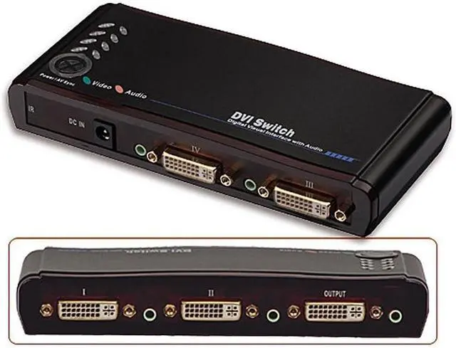 Main image of Lindy 4 Port DVI Audio/Video Switch (38032)