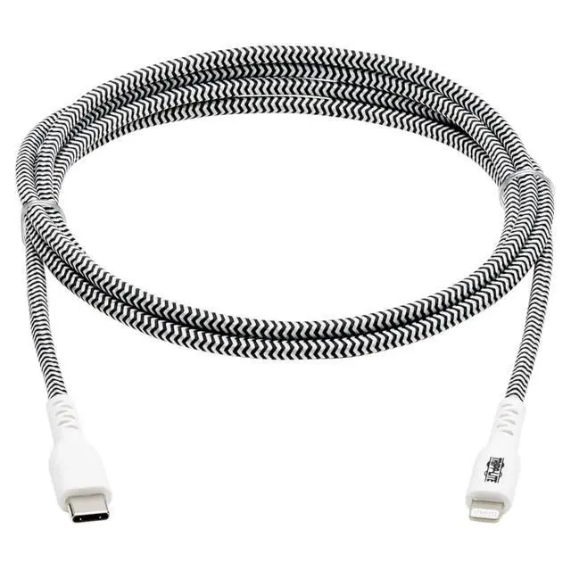 Alt view image 2 of 7 - TRIPP LITE Apple MFI Certified Cable, Lightning to USB-C Sync Charge Cord, Heavy-Duty Aramid Fiber, 6 ft. (M102-006-HD)