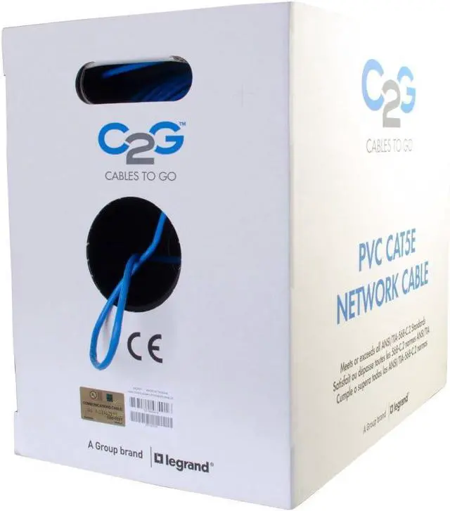 Alt view image 4 of 7 - C2G 43401 Cat5e Bulk Cable - Unshielded Ethernet Network Cable with Stranded Conductors, In-Wall CMR-Rated, TAA Compliant, Blue (1000 Feet, 304.8 Meters)