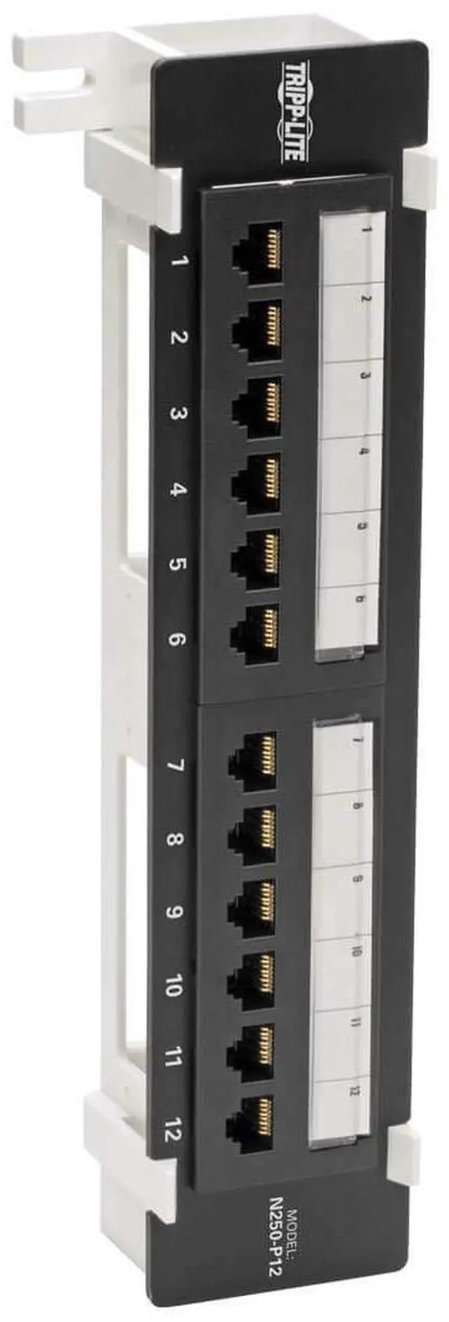 Main image of Tripp Lite Cat6 Wall-Mount PoE+ Compliant Patch Panel 12-Port 110/Krone 568A/B RJ45 Ethernet TAA (N250-P12)