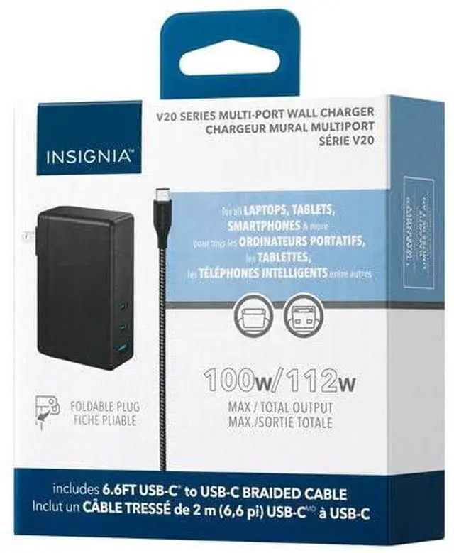 Alt view image 5 of 6 - INSIGNIA USB-C Cables for Charging, Data Transfer & Device Connectivity, Multiple Connector Types and Lengths, Black (112W USB-C & USB Wall Accesory w/USB-C Cable)