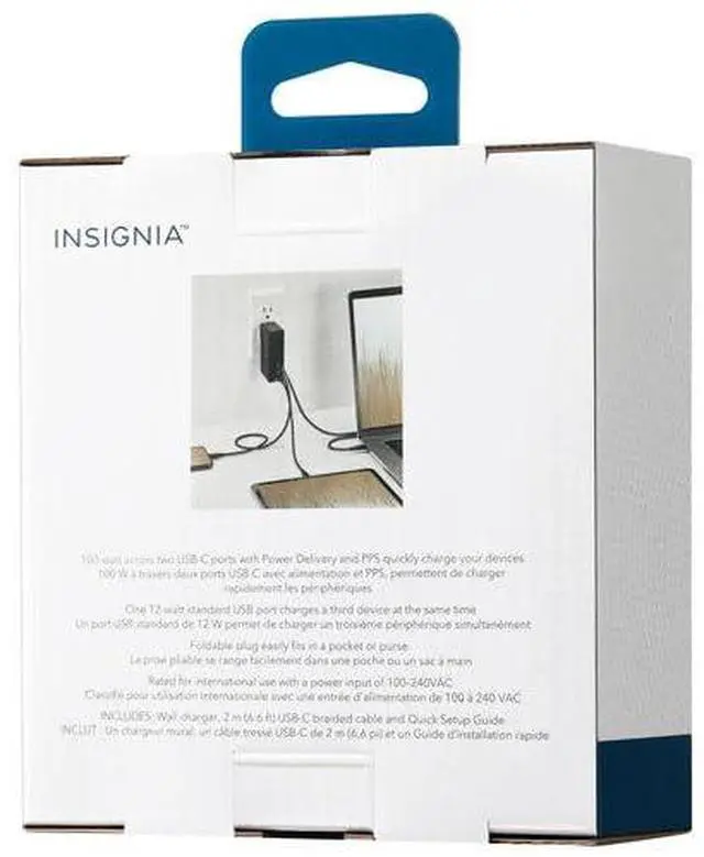 Alt view image 6 of 6 - INSIGNIA USB-C Cables for Charging, Data Transfer & Device Connectivity, Multiple Connector Types and Lengths, Black (112W USB-C & USB Wall Accesory w/USB-C Cable)