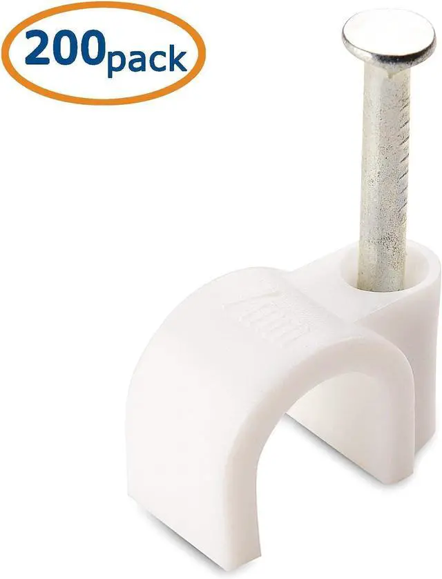 Alt view image 6 of 7 - Cable Matters Snagless Long Cat6 Ethernet Cable (Cat6 Cable, Cat 6 Cable) in White 150 ft & Nail-in Cable Clips Cord Organizer