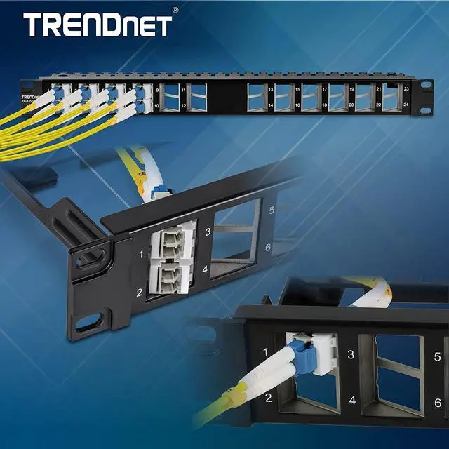 Alt view image 5 of 7 - TRENDnet 24-Port Blank Angled Keystone Shielded 1U Patch Panel, TC-KP24SA, STP, Cat6A, Cat5, Cat5e, Cat6, 19 Rackmount Design, Black