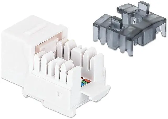 Alt view image 2 of 7 - Intellinet Cat6 Keystone Jack with Punch-Down Stand 25 Pack - UL Listed RJ45 Female Modular UTP Ethernet Jack Insert -25 Dust Covers and Cable Ties IncludedLifetime Mfg Warranty White 772105