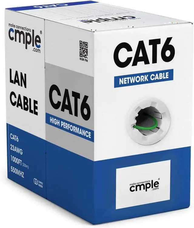 Alt view image 2 of 7 - Cmple - Green Cat6 Cable 1000ft Bulk LAN Ethernet Cord 23AWG + 50 Pack Green RJ45 Strain Relief Boots + 100 Pack RJ45 Cat6 Pass-Through Connectors Bundle