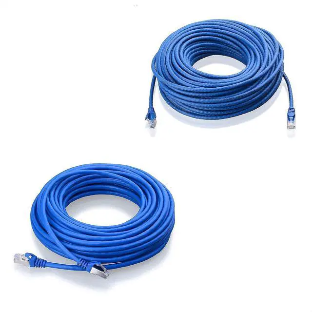 Main image of Cable Matters 100-Foot Snagless Long Cat6 Ethernet Cable (Cat6 Cable, Cat 6 Cable) in Blue & 50-Foot Cat6A Shielded Ethernet Cable