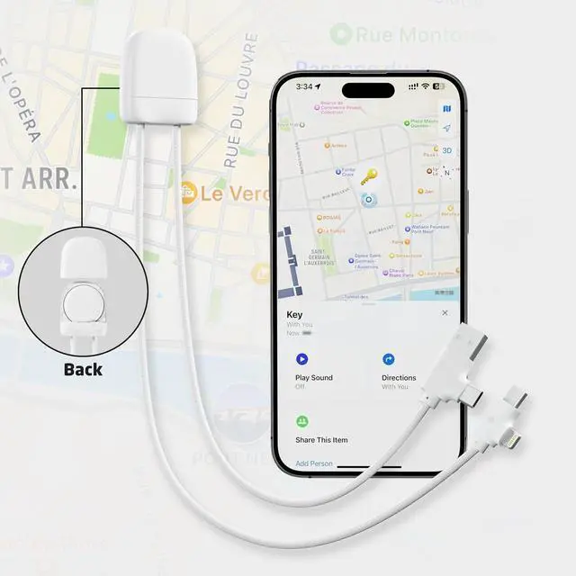 Alt view image 3 of 7 - Xoopar - Multi USB Cable 4-in-1 with Smart Tracker Certified by Apple - Fast Charging 60W Data Transfer 1m Long - Connectors Type-C, Lightning, USB, USB-C - ICE TAG