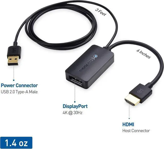 Alt view image 2 of 7 - Cable Matters HDMI to DisplayPort Adapter with 4K Video Resolution Support & DisplayPort Cable (DP to DP Cable) 6 Feet