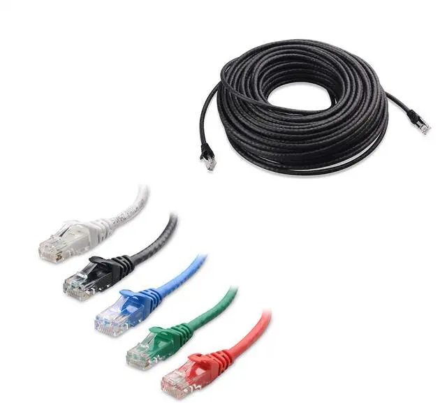 Main image of Cable Matters 1-Pack 100 Foot Snagless Long Cat6 Ethernet Cable (Cat6 Cable, Cat 6 Cable) in Black & 5-Color Combo 5 Foot Snagless Short Cat6 Ethernet Cable