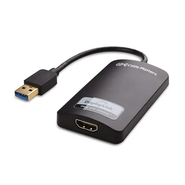 Alt view image 2 of 7 - Cable Matters SuperSpeed USB 3.0 to HDMI Adapter (USB to HDMI Adapter) for Windows in Black & 6 Foot Mini DisplayPort to HDTV Cable
