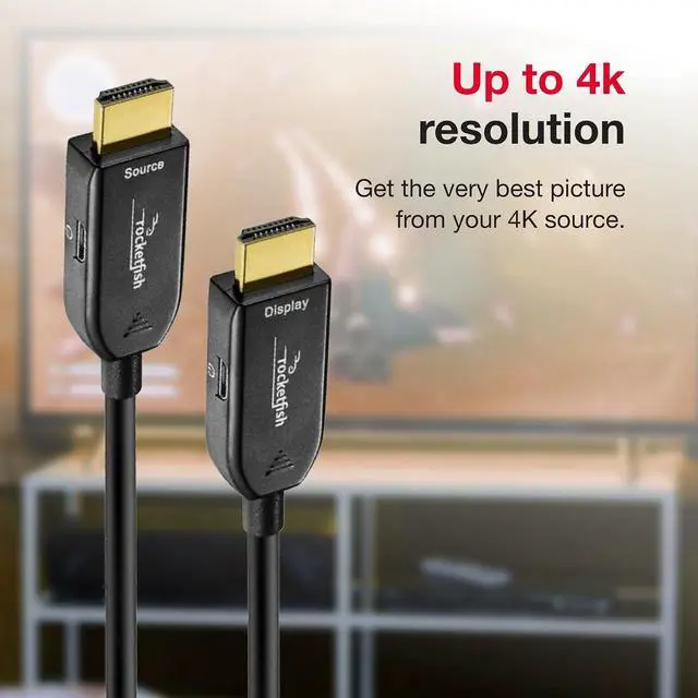 Alt view image 3 of 7 - Rocketfish 100' 4K UltraHD/HDR in-Wall Rated Active Fiber Optical HDMI Cable - Fiber Optic Cable with HDR Support - Premium-Speed HDMI Cable for Television & Home Entertainment Systems - Black