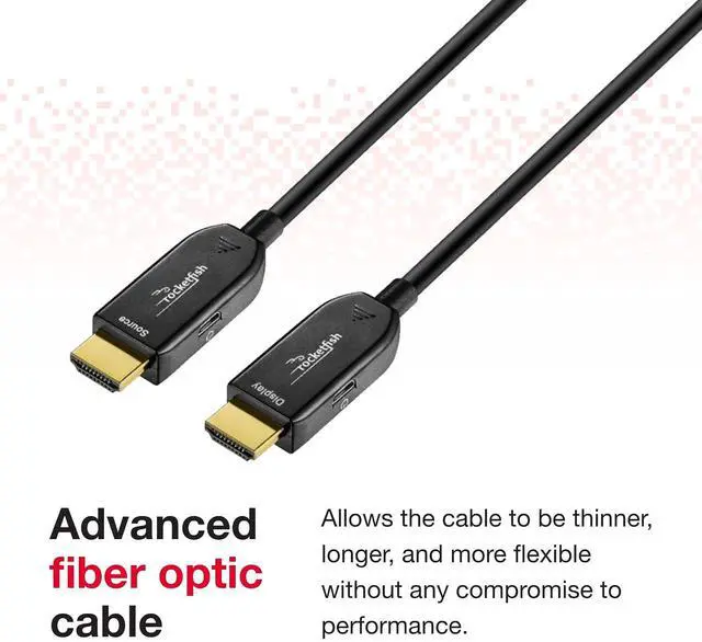 Alt view image 5 of 7 - Rocketfish 100' 4K UltraHD/HDR in-Wall Rated Active Fiber Optical HDMI Cable - Fiber Optic Cable with HDR Support - Premium-Speed HDMI Cable for Television & Home Entertainment Systems - Black