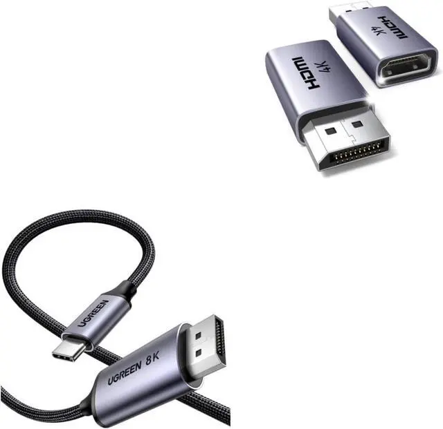Main image of UGREEN Bidirectional USB C to DisplayPort 1.4 Cable 8K@60Hz 4K@240Hz DisplayPort to USB C Bundle 2-Pack 4K DisplayPort to HDMI Adapter Unidirectional DP Male to HDMI Female Converter