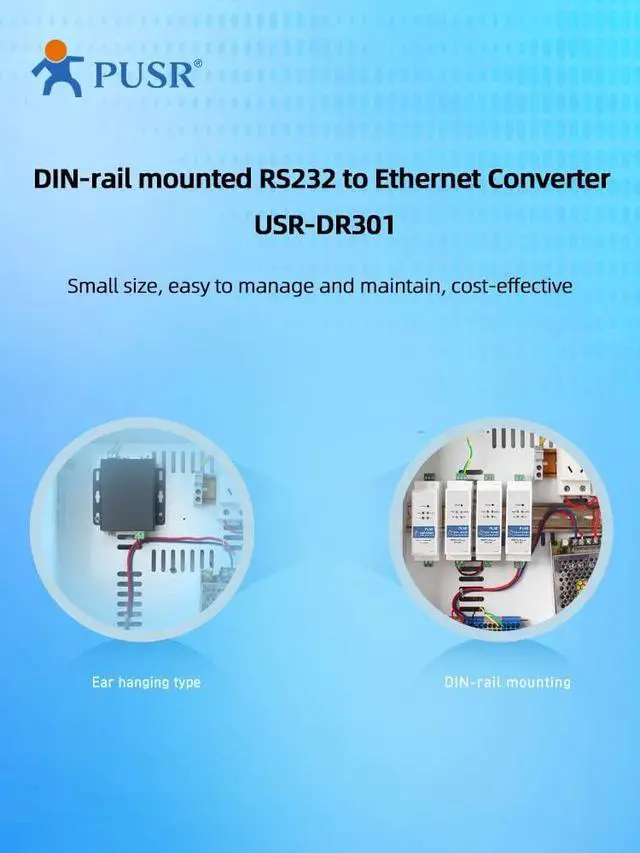 Alt view image 3 of 5 - Industrial DIN Rail RS232 to Ethernet Converter Modbus RTU to Modbus TCP USR-DR301