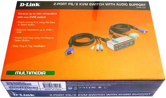 Alt view image 6 of 6 - D-Link KVM-121 2-Port Kb/Video/MSE Audio KVM Switch