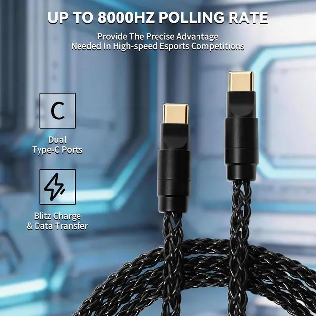 Alt view image 3 of 7 - ATTACK SHARK C07 PRO Single Crystal Copper Custom Braided USB-A to Dual Type-C Cable with Adjustable RGB Light,1-to-2 Mini Hub,CNC Anodized Aluminum Plug for 8KHz X68 R68 Keyboard R11 R5 Mouse(Black)