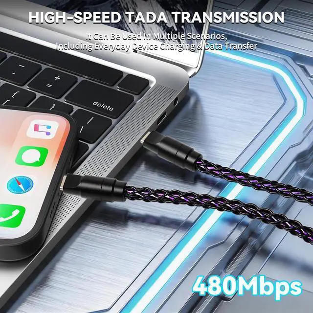 Alt view image 7 of 7 - ATTACK SHARK C07 PRO Single Crystal Copper Custom Braided USB-A to Dual Type-C Cable with Adjustable RGB Light,1-to-2 Mini Hub,CNC Anodized Aluminum Plug for 8KHz X68 R68 Keyboard R11 R5 Mouse(Black)