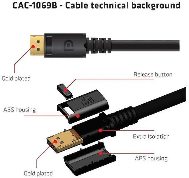 Alt view image 7 of 7 - Club3D CAC-1069B VESA Certified DisplayPort to DisplayPort 1.4/Hbr3 M/M Cable DP 1.4 8K 60Hz 4m- 13,12ft
