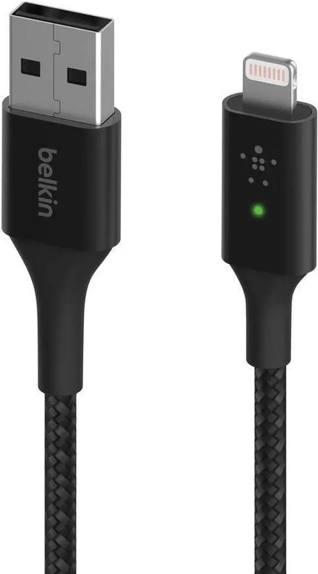 Main image of Belkin Smart LED Charging Cable USB to Lightning 4ft/1.2m (See Your Charging Status at a Glance) for iPhone, AirPods and iPad, MFi-Certified, Black, CAA007bt