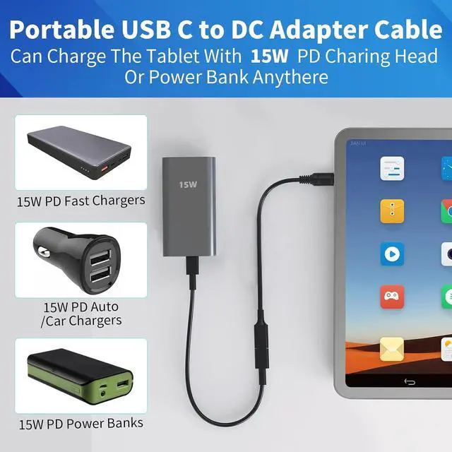 Alt view image 6 of 7 - USB C to 3.5mm x1.35mm Adapter Cable,Type C Female to Male Plug Supply Adapter Power Cable Made for Lighting, Printers, External Hard Drives, Audio Mixing, Recording Equipment-3.28ft