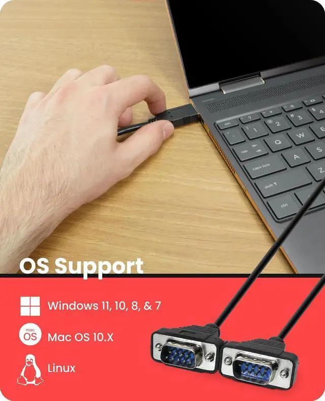 Alt view image 4 of 6 - Gearmo 2 Port RS-232 Serial to USB Adapter Cable, FTDI Chipset, 5ft Length, ESD Protection, Windows/macOS/Linux Compatible