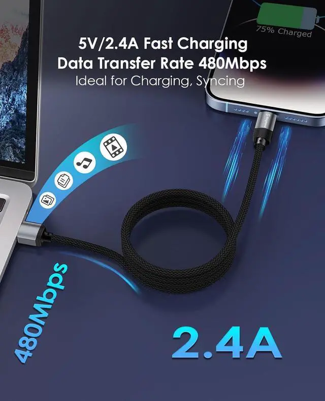 Alt view image 4 of 4 - Magnetic USB C to USB C Cable with USB A to Lightning Cable Fast Charging and Coiled for Car Home School