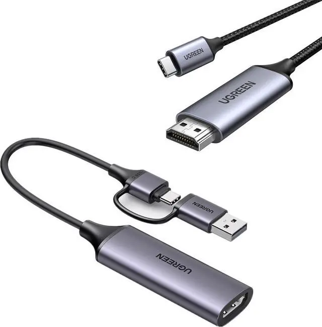 Main image of UGREEN USB C to HDMI Cable (4K@60Hz) 6.6FT, Type C to HDMI Adapter Thunderbolt 4/3 to HDMI Bundle with Capture Card Full HD 1080P 60FPS HDMI to USB A/Type C 4K Video Capture Card
