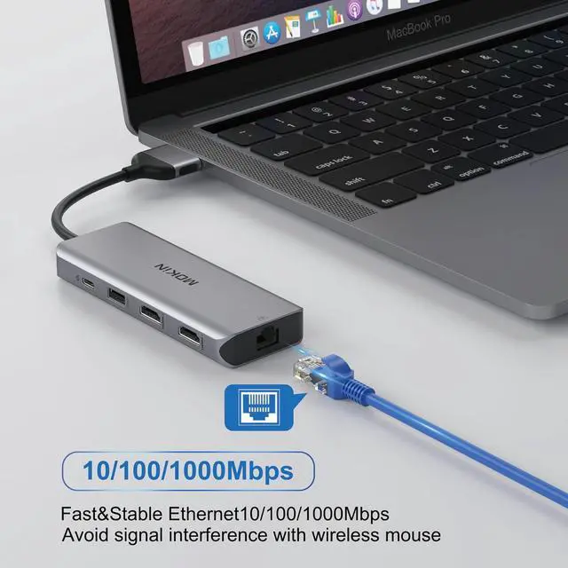 Alt view image 7 of 7 - MacBook Pro Docking Station Dual Monitor MacBook Pro HDMI Adapter,9 in 1 USB C Adapters for MacBook Pro Air Mac HDMI Dock Dongle Dual USB C to Dual HDMI Ethernet 3USB SD/TF100W PD