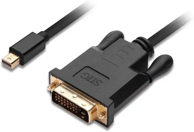 Main image of SIIG Mini DisplayPort to DVI 3 Feet Adapter Cable 1080p @60Hz - Gold Pleated Thunderbolt Male to Male DP to DVI Cable