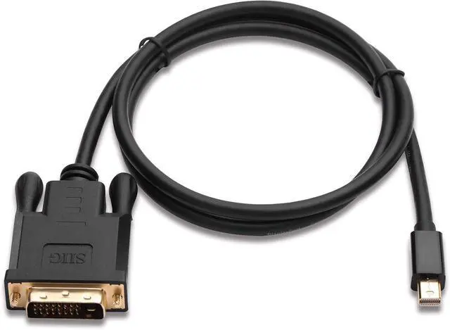 Alt view image 3 of 6 - SIIG Mini DisplayPort to DVI 3 Feet Adapter Cable 1080p @60Hz - Gold Pleated Thunderbolt Male to Male DP to DVI Cable